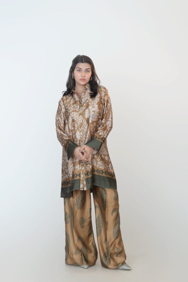 Brown Printed Shiny Co-ord Set - Image 6