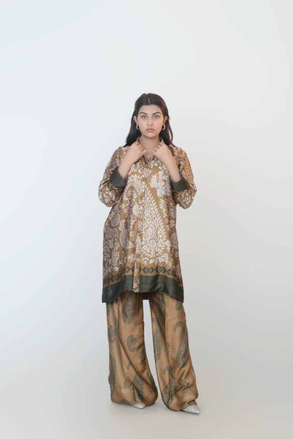 Brown Printed Shiny Co-ord Set - Image 5